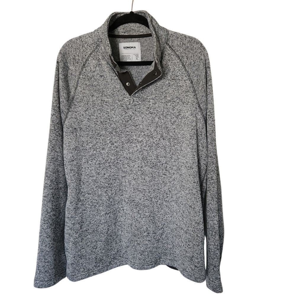 Sonoma Men's Gray Pullover Sweater Pockets Size XL